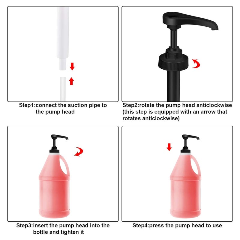 Mudder 4 Pieces Gallon Pump Dispenser (38/400) Fit Most 1 Gallon Jug and Containers Bpa-Free Leak Proof Pump Lid Top Replacement for Household and Commercial Use - Image 3